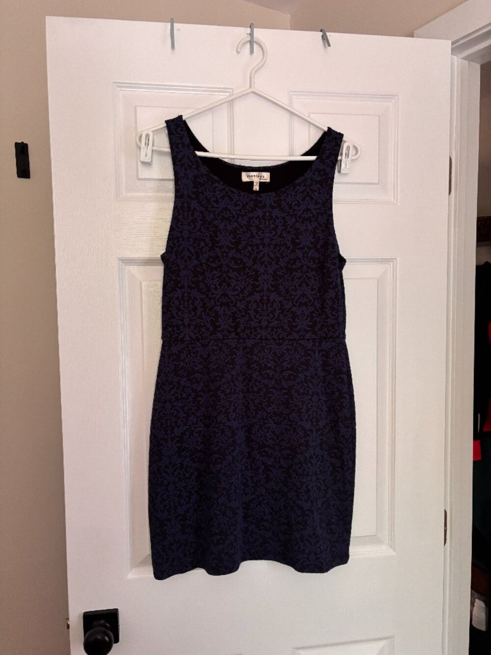 Navy Open-Back Cocktail Dress | Fit & Flare Party Dress (Large)